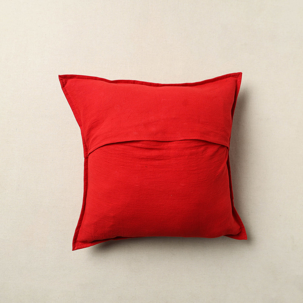 Red - Mirror Work Cotton Hand Embroidery Cushion Cover 21