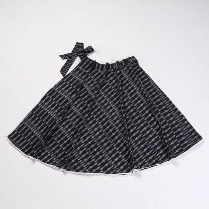 Black - Pochampally Ikat Cotton Wrap Around Skirt