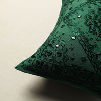 Green - Mirror Work Cotton Hand Embroidery Cushion Cover 22