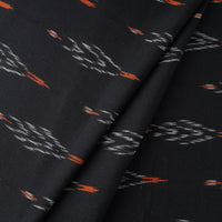 Butta's On Black Pochampally Ikat Weave Cotton Fabric 02