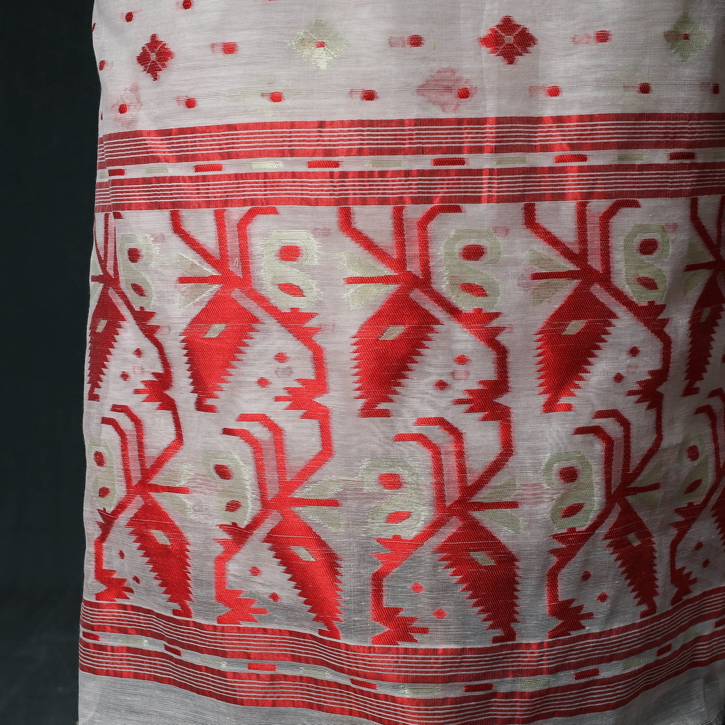 Phulia Jamdani Silk Cotton 2pc Unstitched Dress Material Kurta Set 04
