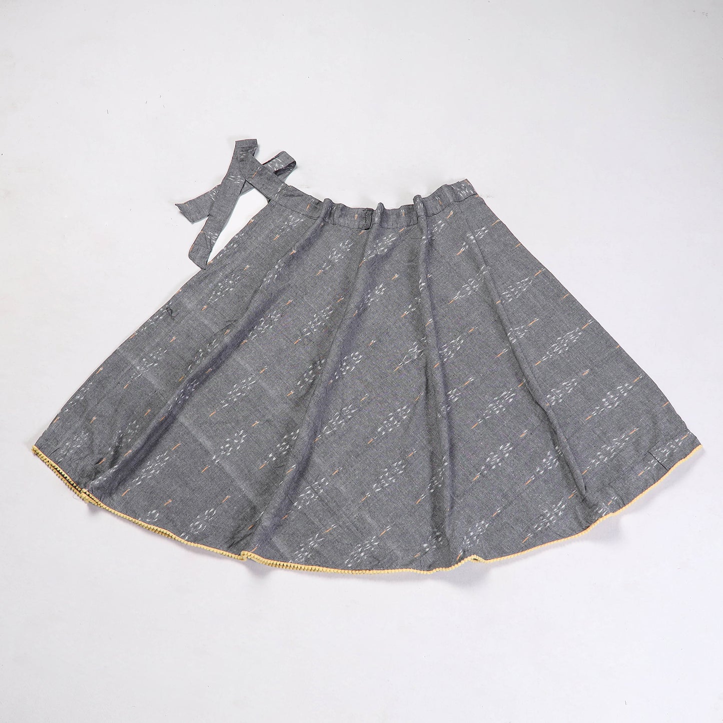 Grey - Pochampally Ikat Cotton Wrap Around Skirt