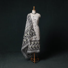 Phulia Jamdani Silk Cotton 2pc Unstitched Dress Material Kurta Set 07