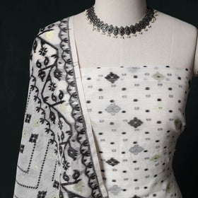 Phulia Jamdani Silk Cotton 2pc Unstitched Dress Material Kurta Set 07