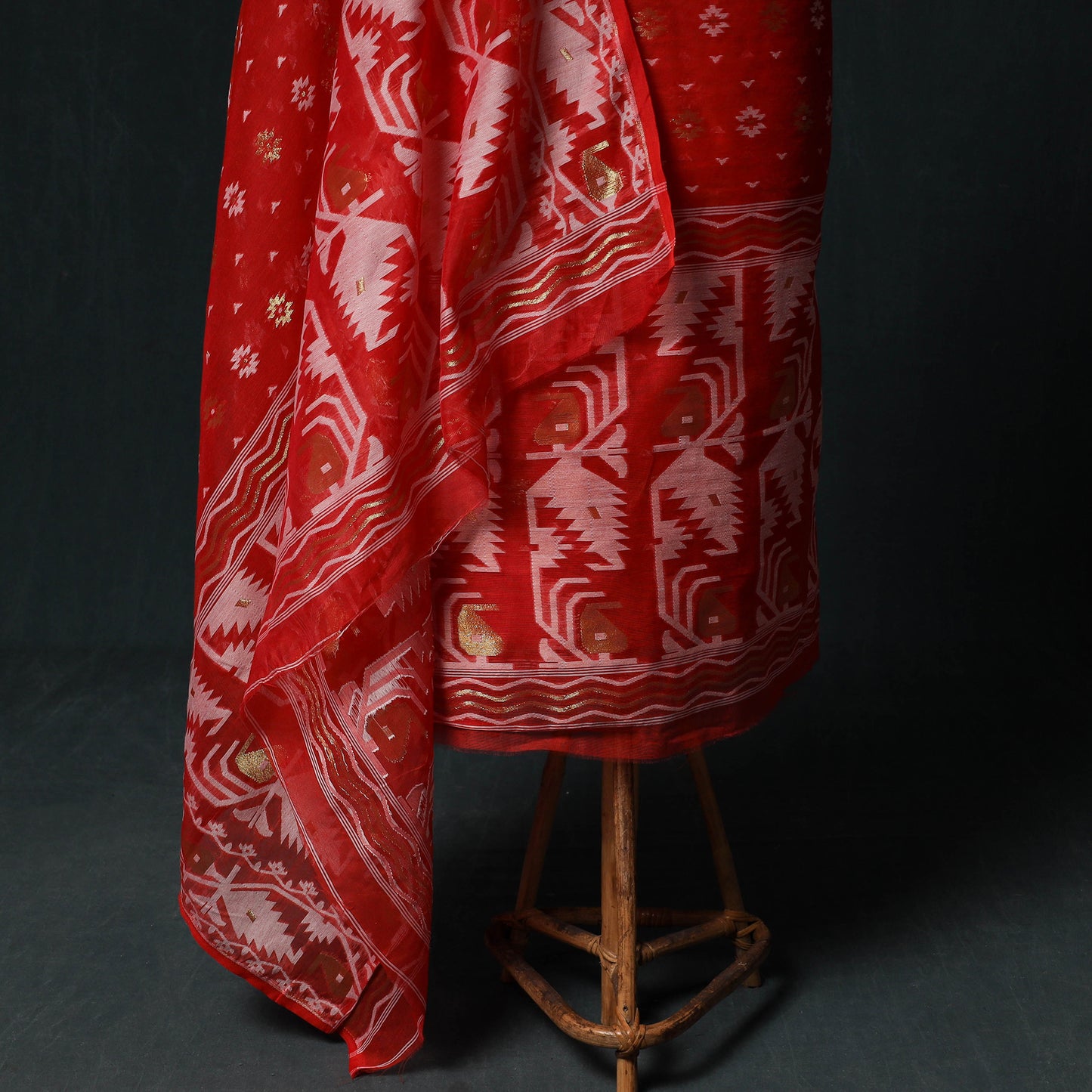 Phulia Jamdani Silk Cotton 2pc Unstitched Dress Material Kurta Set 08