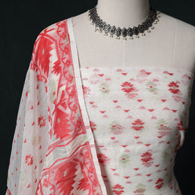Phulia Jamdani Silk Cotton 2pc Unstitched Dress Material Kurta Set 09