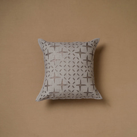 Grey - Barmer Applique Cutwork Cushion Cover (16 x 16 in) 05