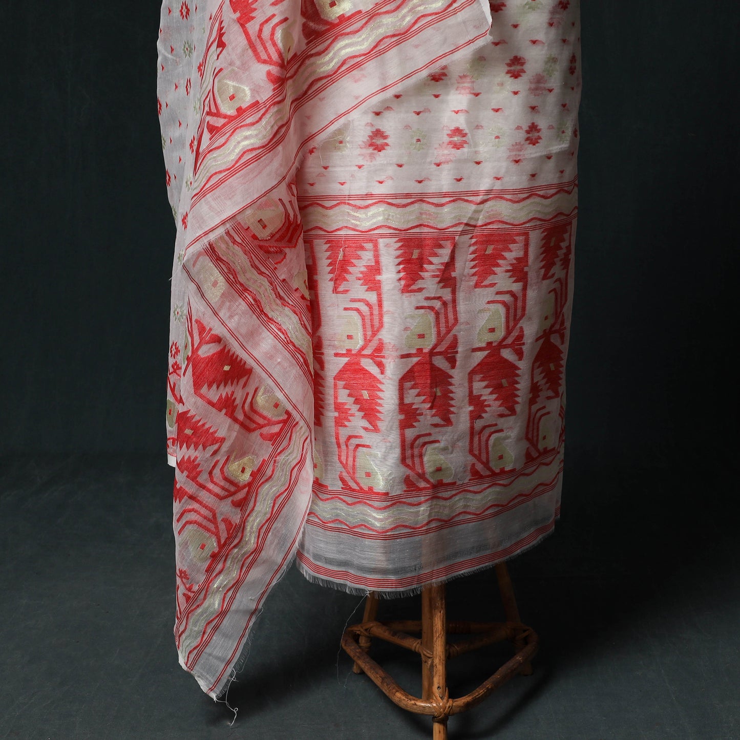 Phulia Jamdani Silk Cotton 2pc Unstitched Dress Material Kurta Set 09