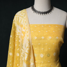 Phulia Jamdani Silk Cotton 2pc Unstitched Dress Material Kurta Set 10