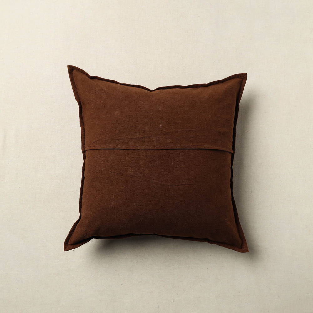 Brown - Mirror Work Cotton Hand Embroidery Cushion Cover 30