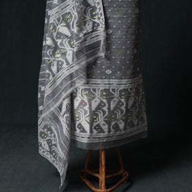 Phulia Jamdani Silk Cotton 2pc Unstitched Dress Material Kurta Set 11