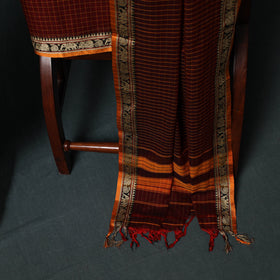 Maroon - Dharwad Checks Mercerised Cotton 3pc Unstitched Dress Material Suit Set 01