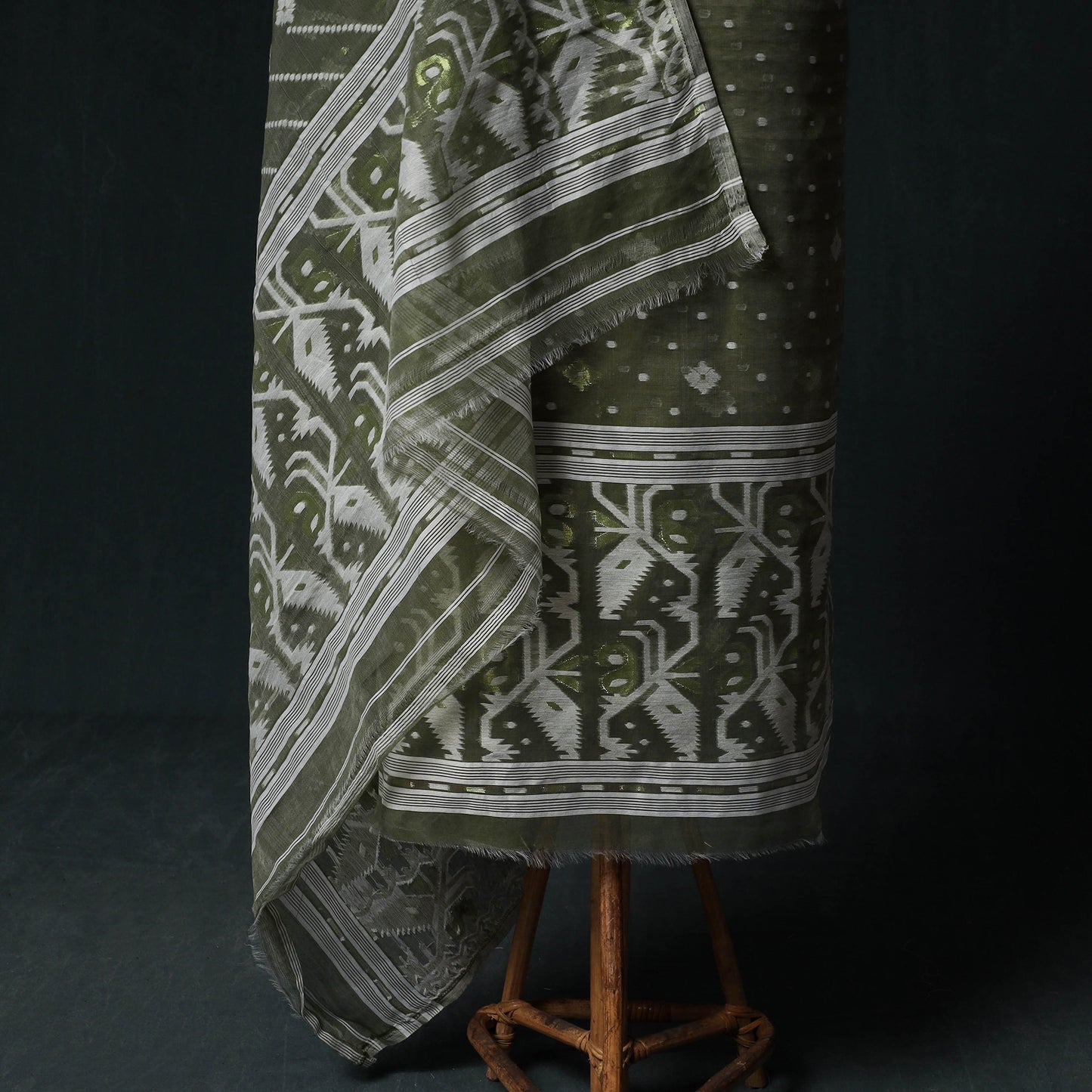 Phulia Jamdani Silk Cotton 2pc Unstitched Dress Material Kurta Set 15