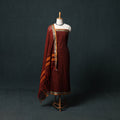 Maroon - Dharwad Checks Mercerised Cotton 3pc Unstitched Dress Material Suit Set 01