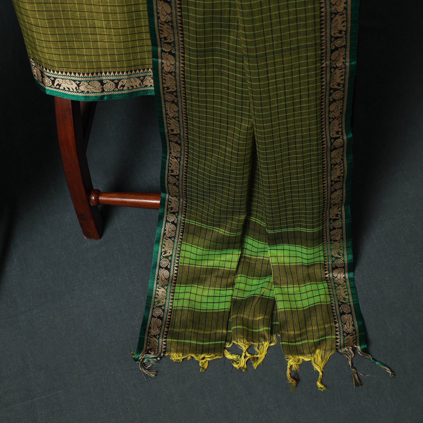 Dharwad Checks Mercerised Cotton 3pc Unstitched Dress Material Suit Set 03