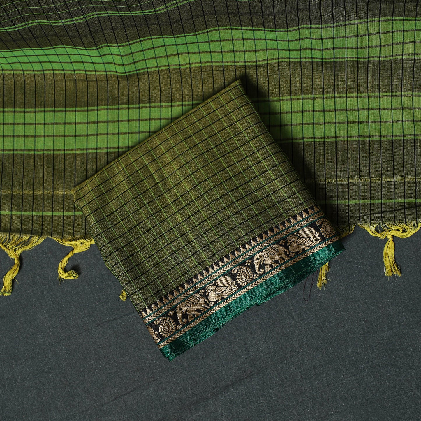 Dharwad Checks Mercerised Cotton 3pc Unstitched Dress Material Suit Set 03