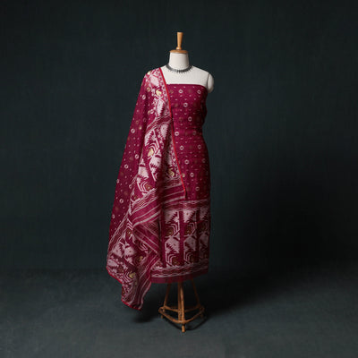 Phulia Jamdani Silk Cotton 2pc Unstitched Dress Material Kurta Set 19