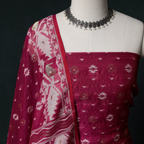 Phulia Jamdani Silk Cotton 2pc Unstitched Dress Material Kurta Set 19