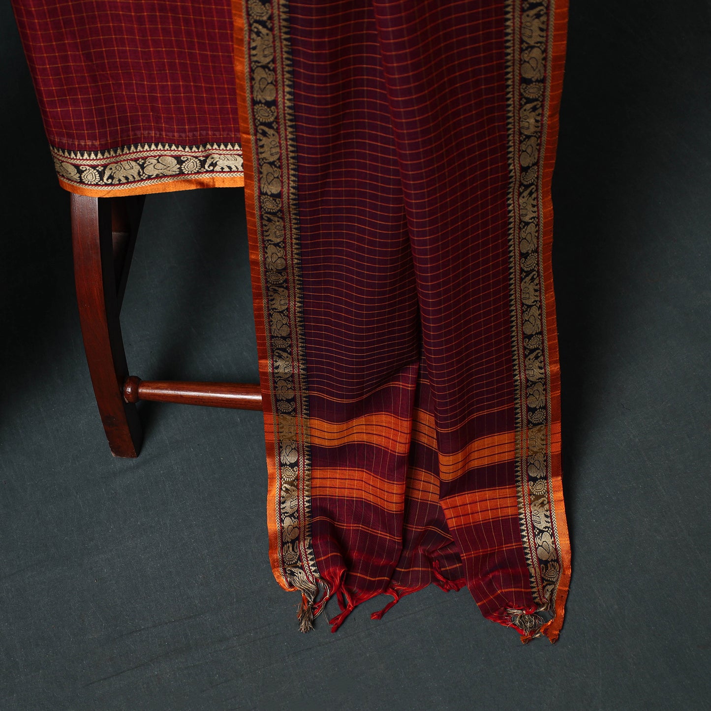 Dharwad Checks Mercerised Cotton 3pc Unstitched Dress Material Suit Set 04
