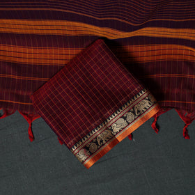 Dharwad Checks Mercerised Cotton 3pc Unstitched Dress Material Suit Set 04