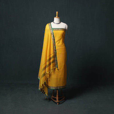 Dharwad Checks Mercerised Cotton 3pc Unstitched Dress Material Suit Set 05