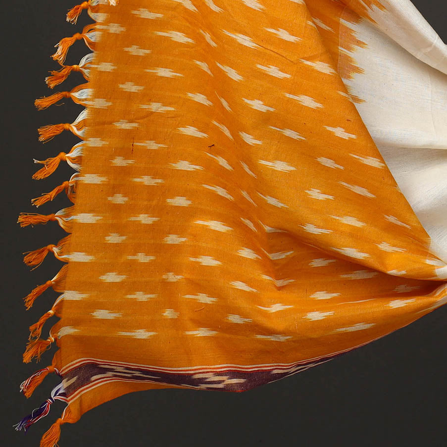 Orange - 3pc Cotton Handloom Pochampally Ikat Dress Material 18