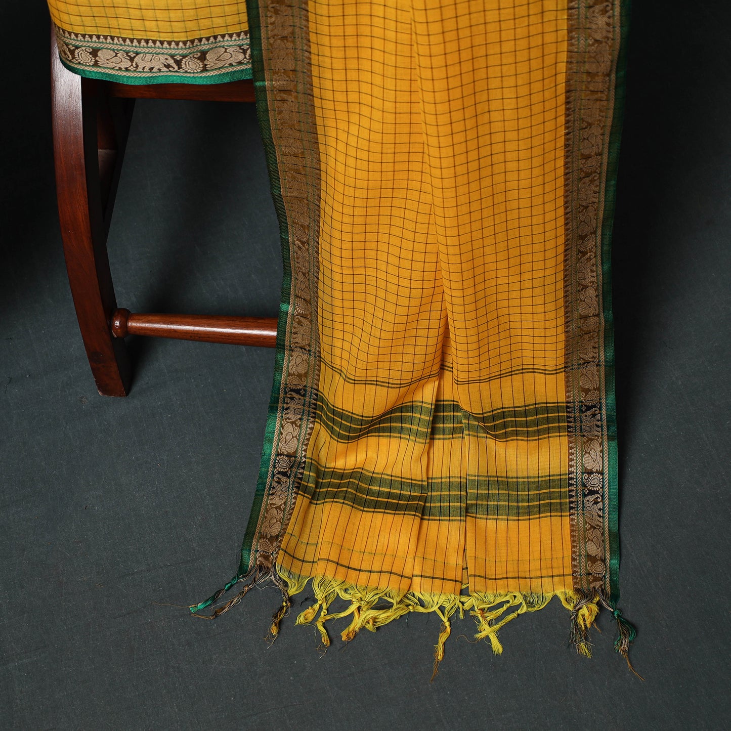 Dharwad Checks Mercerised Cotton 3pc Unstitched Dress Material Suit Set 05