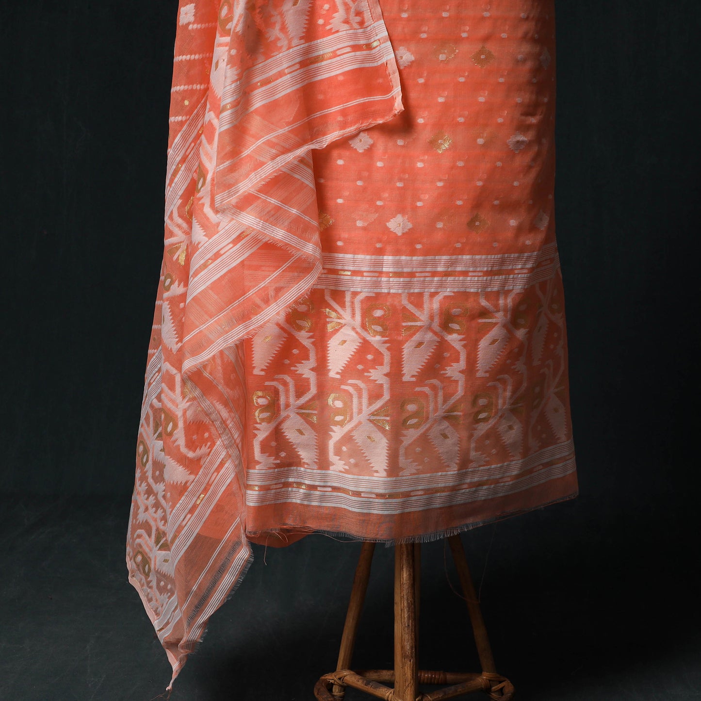 Phulia Jamdani Silk Cotton 2pc Unstitched Dress Material Kurta Set 21