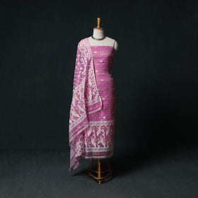 Phulia Jamdani Silk Cotton 2pc Unstitched Dress Material Kurta Set 22
