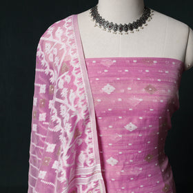 Phulia Jamdani Silk Cotton 2pc Unstitched Dress Material Kurta Set 22