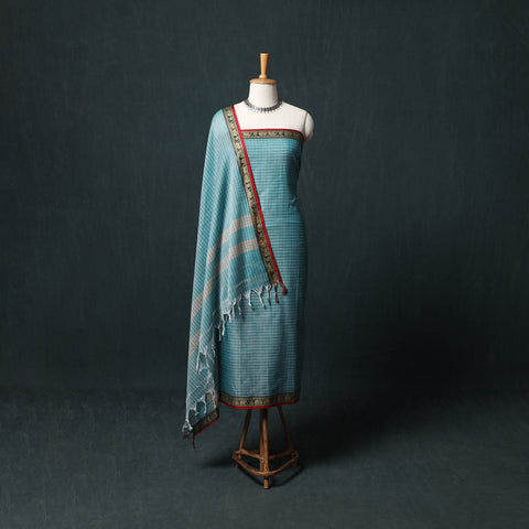 Dharwad Checks Mercerised Cotton 3pc Unstitched Dress Material Suit Set 07