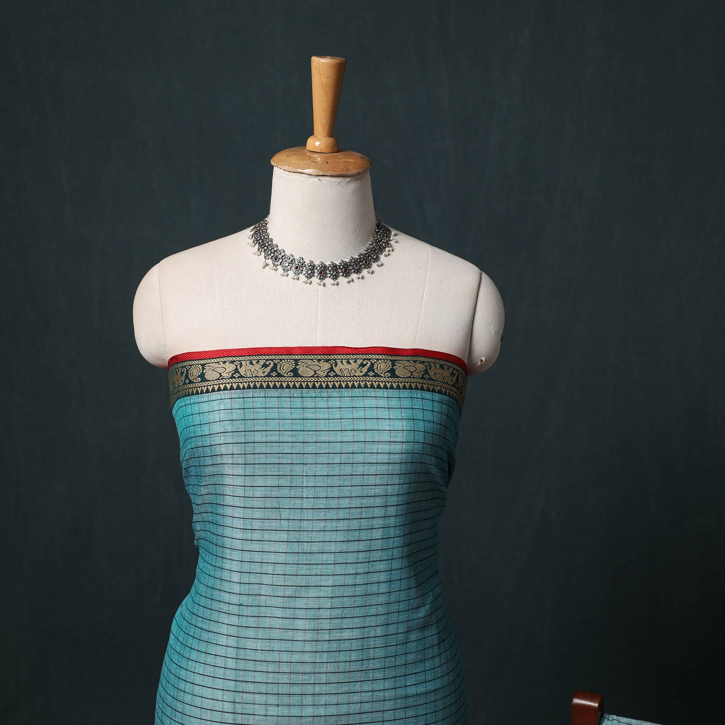Dharwad Checks Mercerised Cotton 3pc Unstitched Dress Material Suit Set 07