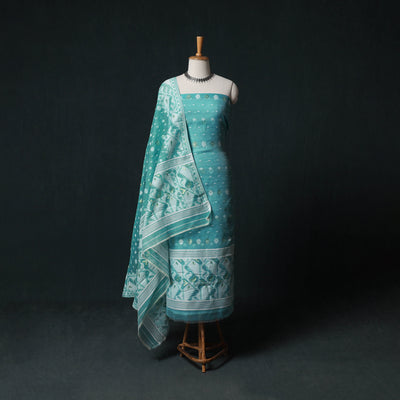 Phulia Jamdani Silk Cotton 2pc Unstitched Dress Material Kurta Set 23