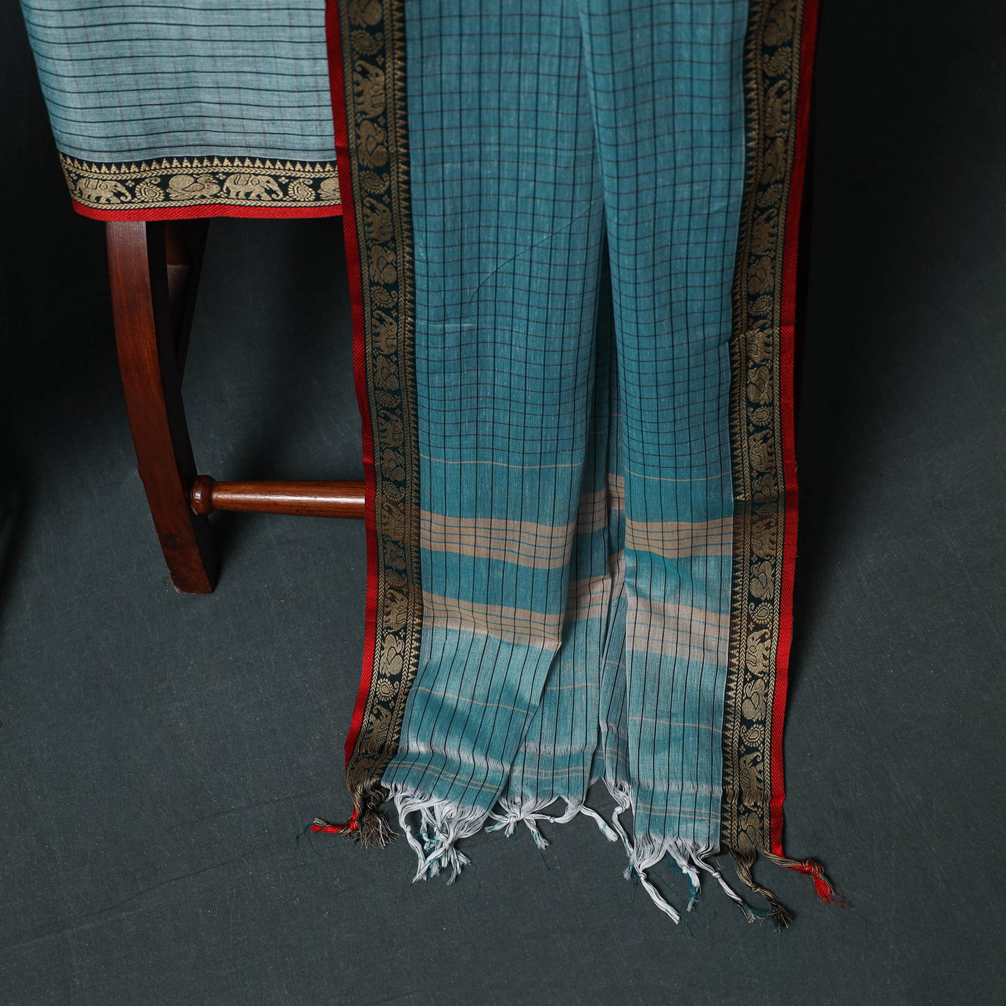 Dharwad Checks Mercerised Cotton 3pc Unstitched Dress Material Suit Set 07