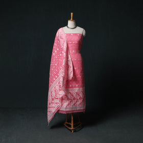 Phulia Jamdani Silk Cotton 2pc Unstitched Dress Material Kurta Set 24