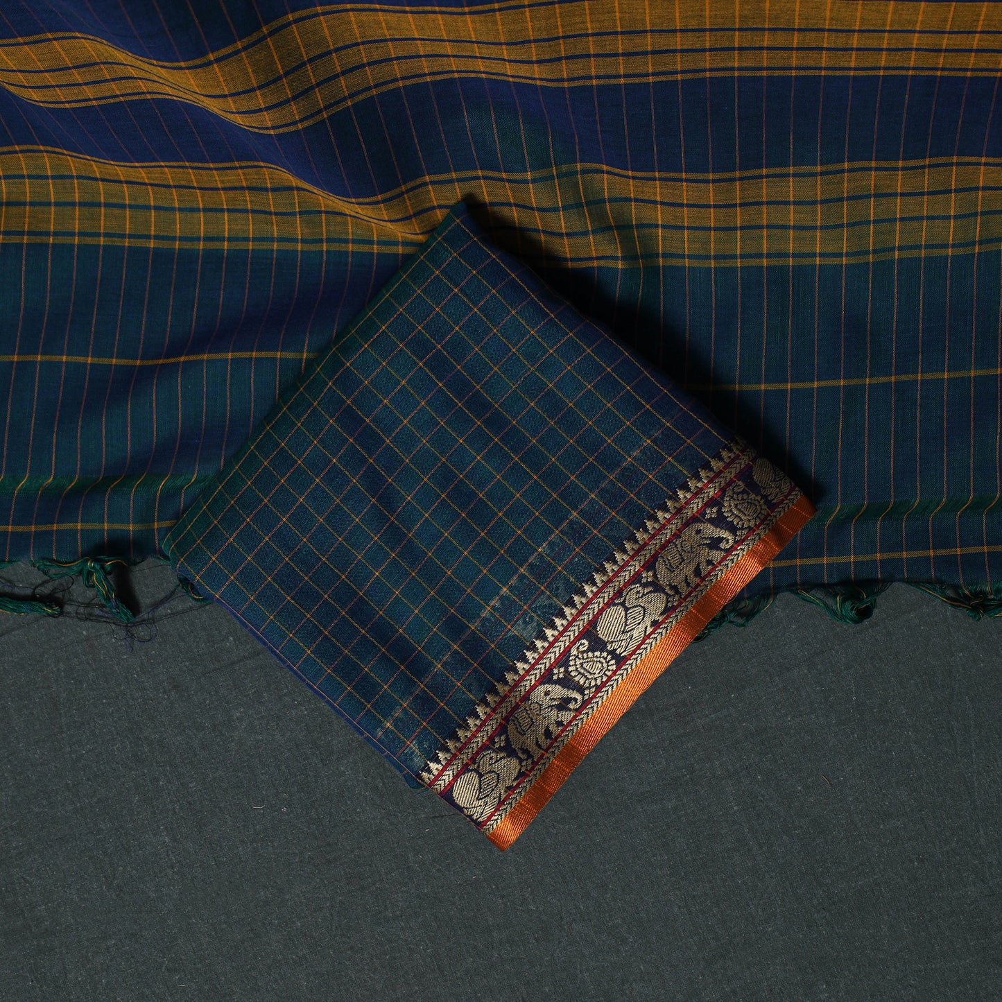 Dharwad Checks Mercerised Cotton 3pc Unstitched Dress Material Suit Set 08