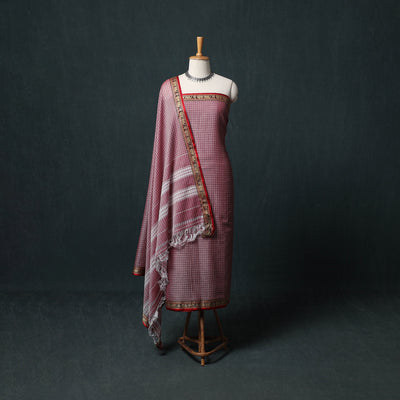 Dharwad Checks Mercerised Cotton 3pc Unstitched Dress Material Suit Set 09