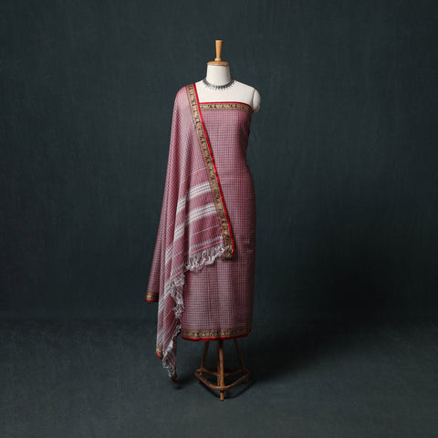 Dharwad Checks Mercerised Cotton 3pc Unstitched Dress Material Suit Set 09