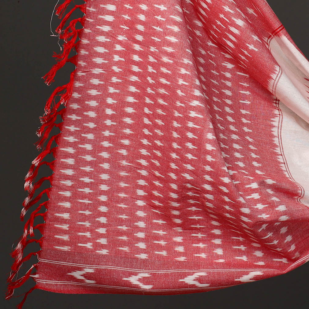 Red - Pink - 3pc Cotton Handloom Pochampally Ikat Dress Material 09