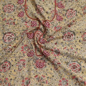  Kalamkari Block Printed Kundan & Bead Work Hand Embroidery Cotton Kurta Material 