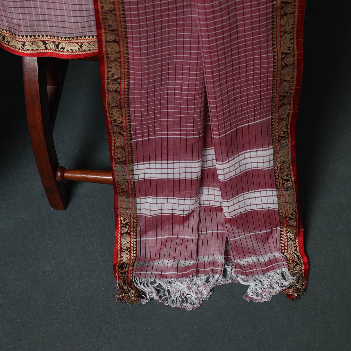 Dharwad Checks Mercerised Cotton 3pc Unstitched Dress Material Suit Set 09