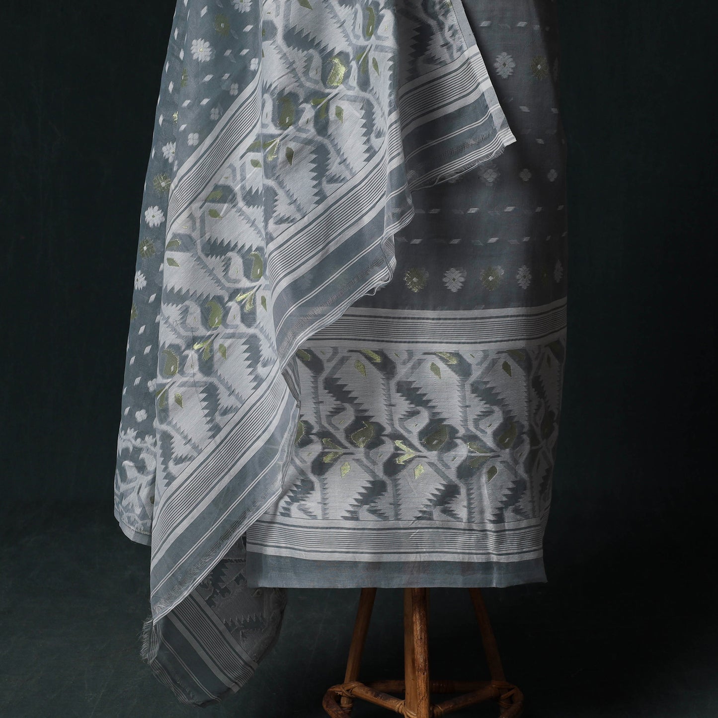 Phulia Jamdani Silk Cotton 2pc Unstitched Dress Material Kurta Set 26
