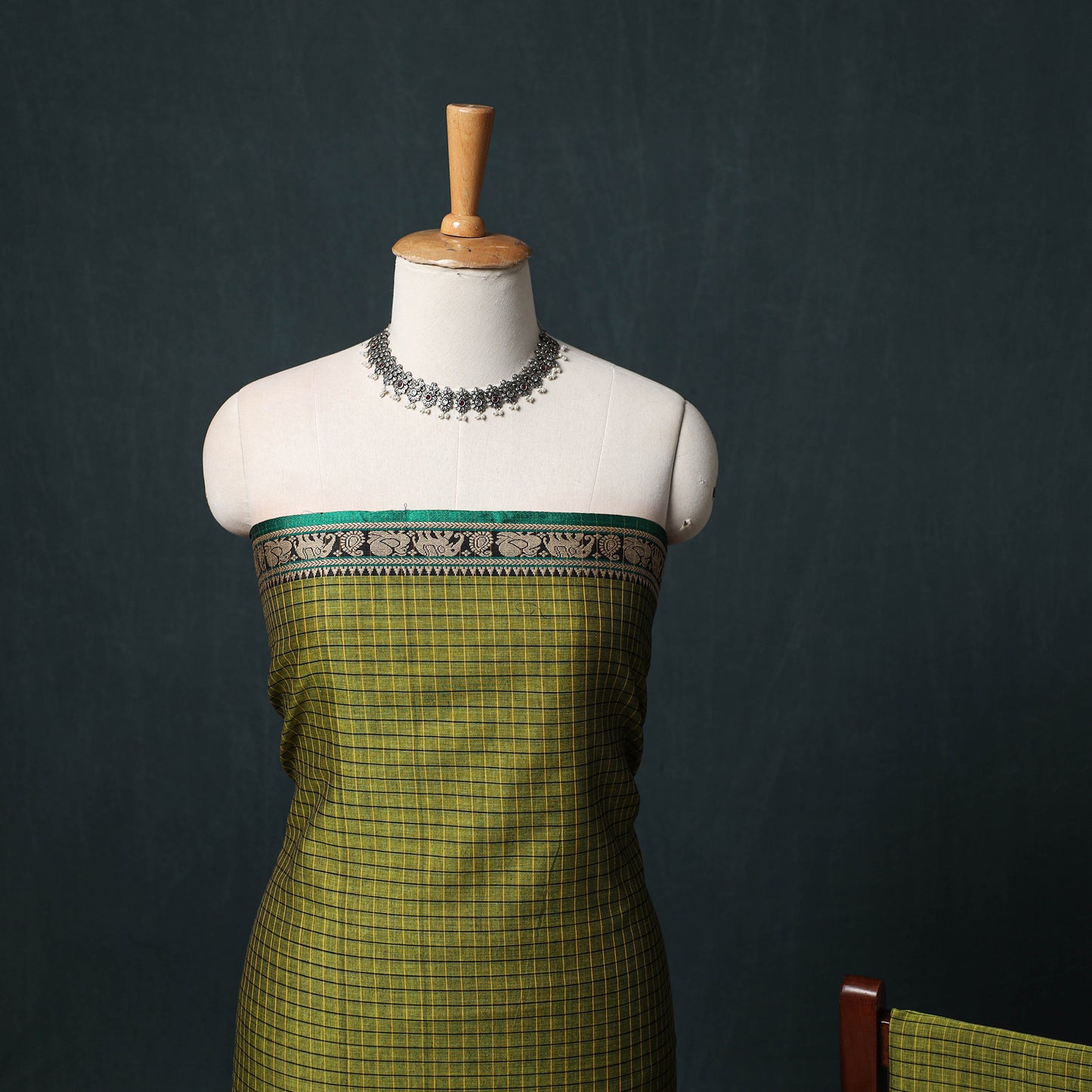 Dharwad Checks Mercerised Cotton 3pc Unstitched Dress Material Suit Set 10