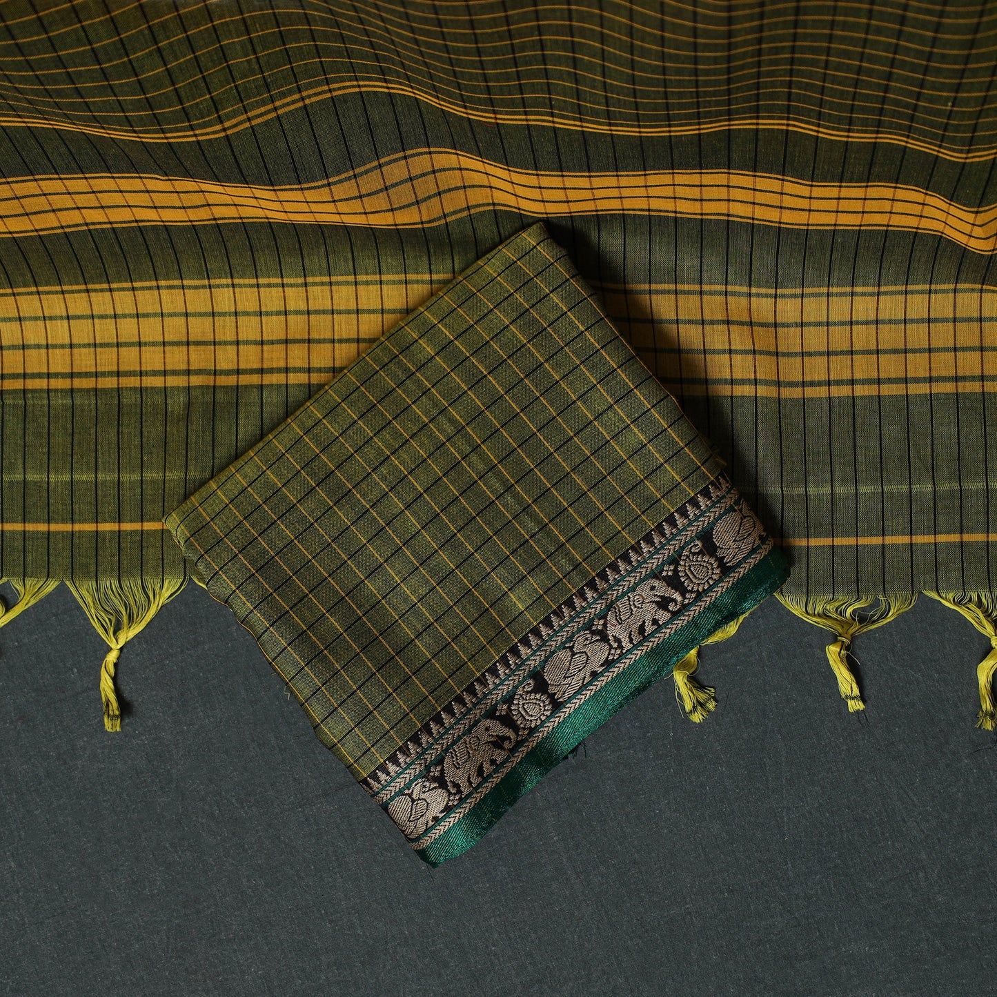 Dharwad Checks Mercerised Cotton 3pc Unstitched Dress Material Suit Set 10