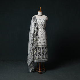 Phulia Jamdani Silk Cotton 2pc Unstitched Dress Material Kurta Set 27