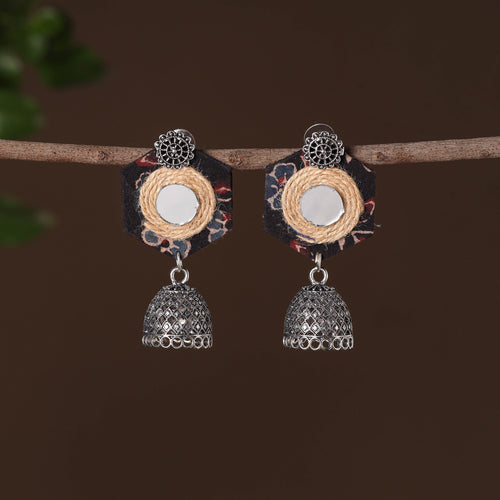 Trisha German Silver Jute Fabart Jhumki Earrings