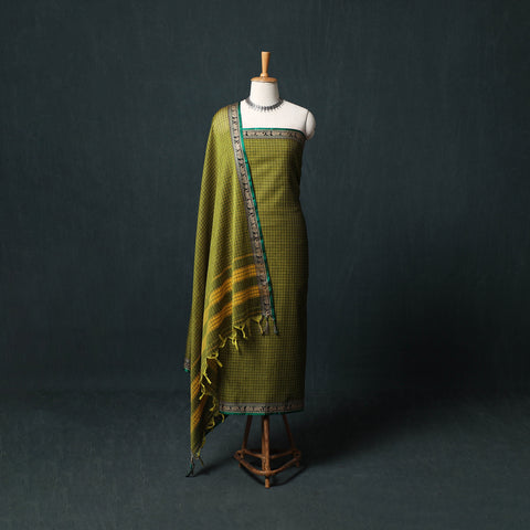 Dharwad Checks Mercerised Cotton 3pc Unstitched Dress Material Suit Set 10