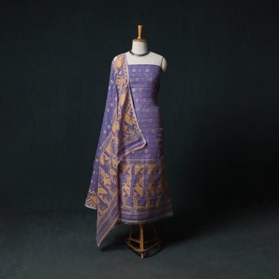 Phulia Jamdani Silk Cotton 2pc Unstitched Dress Material Kurta Set 28