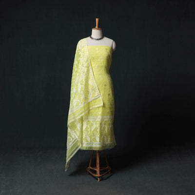 Phulia Jamdani Silk Cotton 2pc Unstitched Dress Material Kurta Set 29