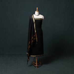 Black - Dharwad Mercerised Cotton 3pc Unstitched Dress Material Suit Set 13
